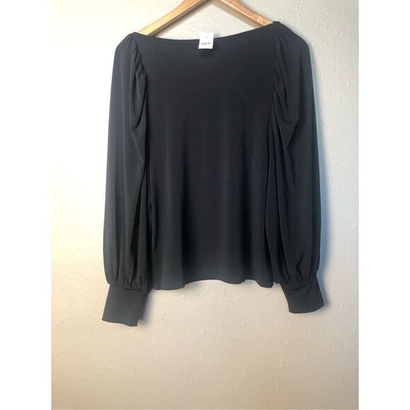 New Ann Taylor Top Womens  Black Puffed Long Sleeves Round  size S - Picture 5 of 12